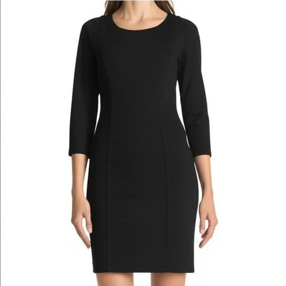 BANANA REPUBLIC Sheath Dress Black 3/4 Sleeve Classic Office Evening Size 8